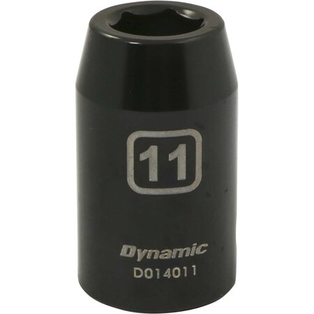 Dynamic 1/2" Drive Standard Socket, Black Phosphate, Tools 1/2" Drive 6 Point Metric, 11mm Standard Length D014011